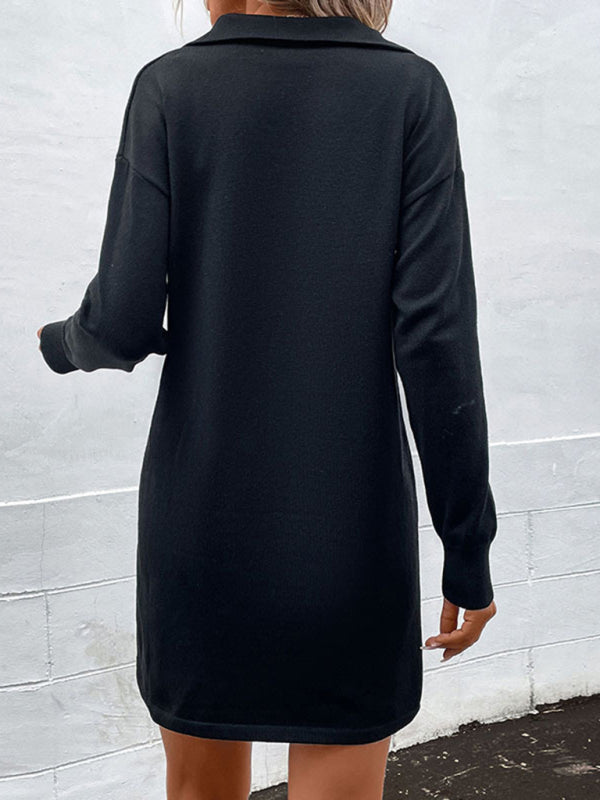 **SEO-Optimized Title:**
Women Fashion Casual Zip-Up Long Sleeve Dress