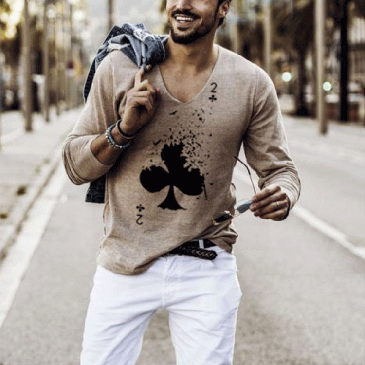 Printed Round Neck Pullover Long Sleeve Bottoming Shirt