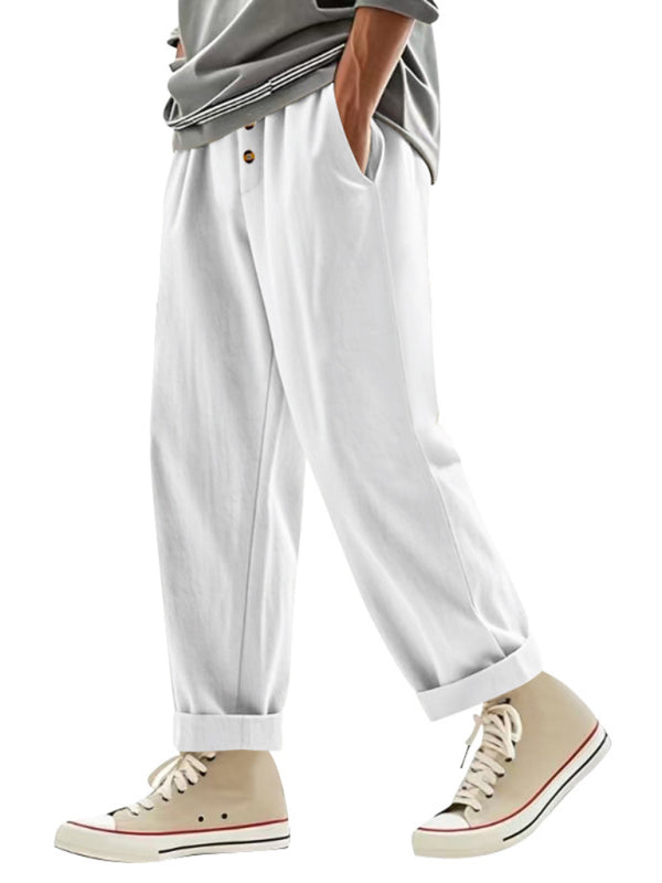 Men's breathable linen loose casual trousers