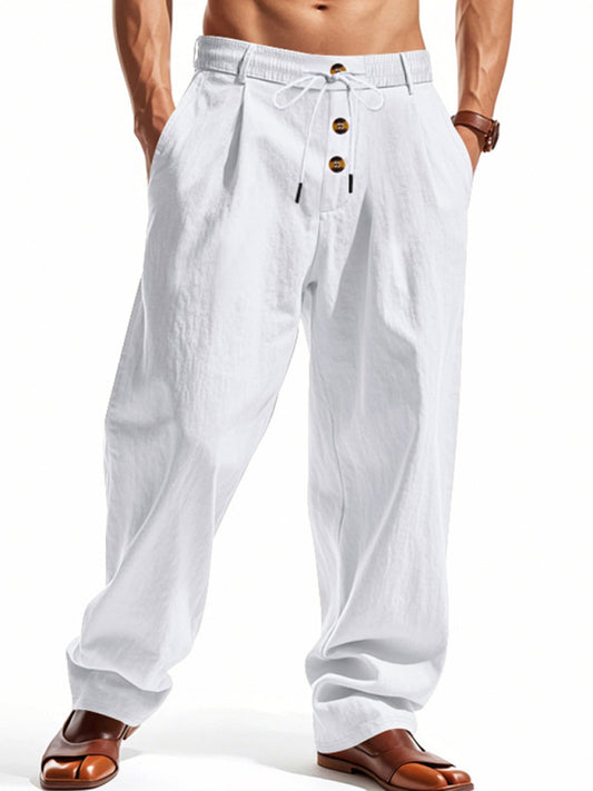 Men's breathable linen loose casual trousers