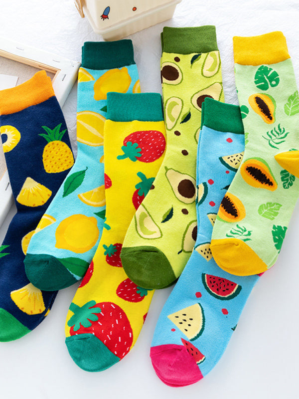 New one-size-fits-all street fashion trend socks fruit pattern design trendy brand socks