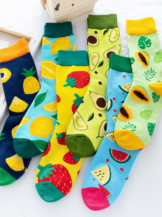 New one-size-fits-all street fashion trend socks fruit pattern design trendy brand socks