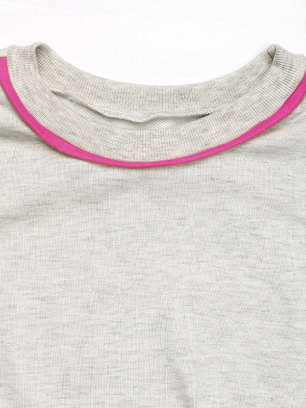 New style round neck contrast color loose sweatshirt