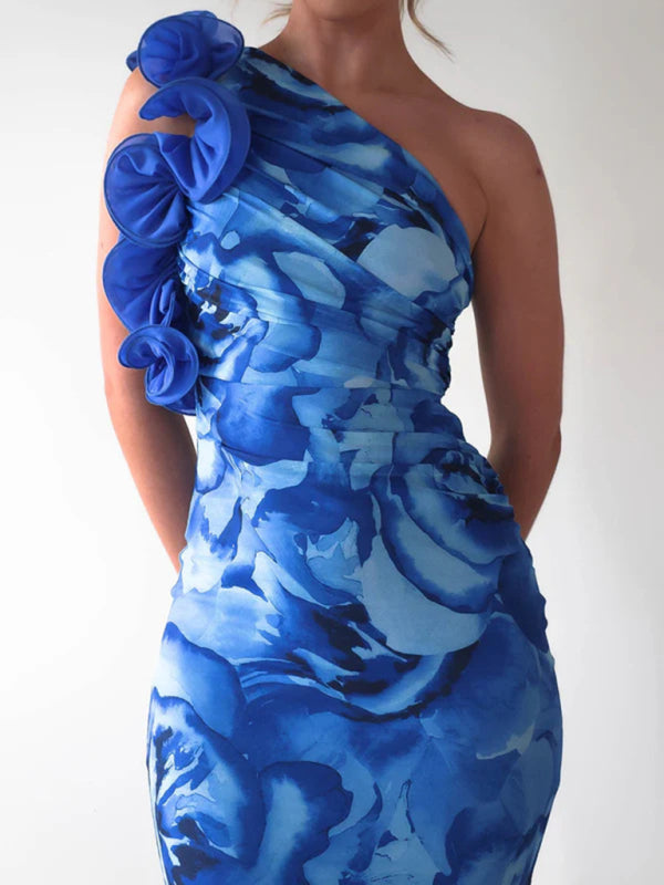 Slim Fit Sleeveless Three-Dimensional Flower Sexy Dress