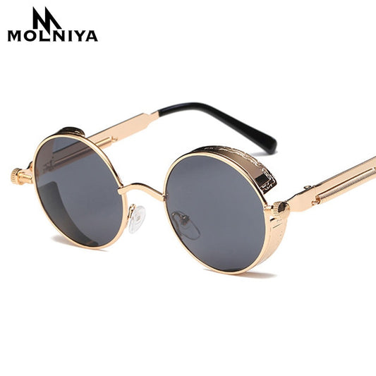 Metal Round Steampunk Sunglasses Men Women Fashion Glasses Brand Designer Retro Frame Vintage Sunglasses High Quality UV400