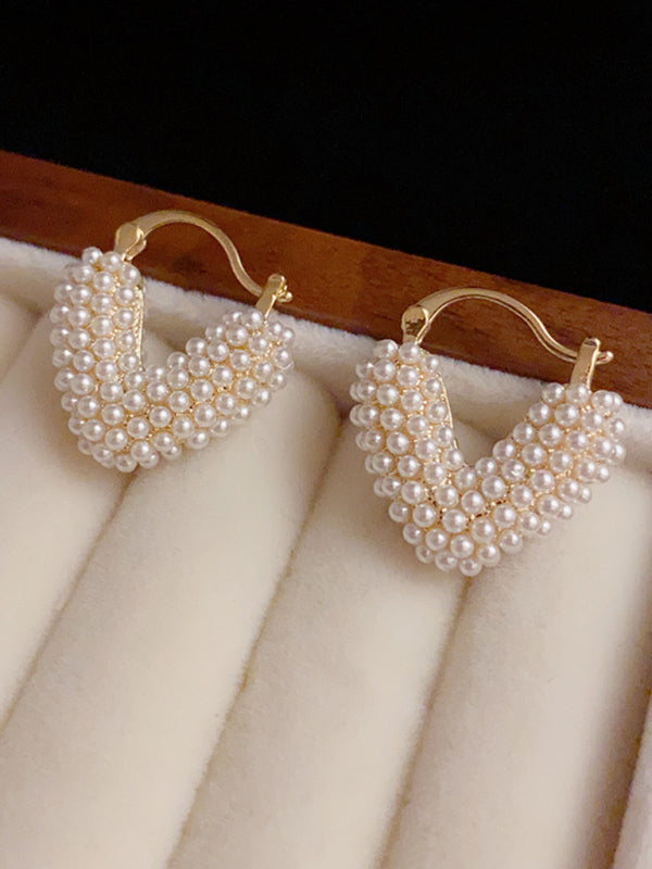 New sweet millet beads love heart sweet and cool niche design earrings