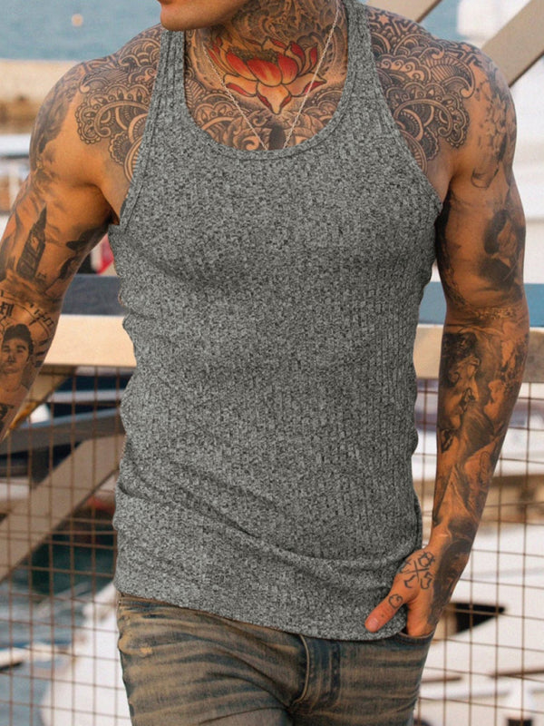 Men'S Solid Color Ribbed Muscle Tank